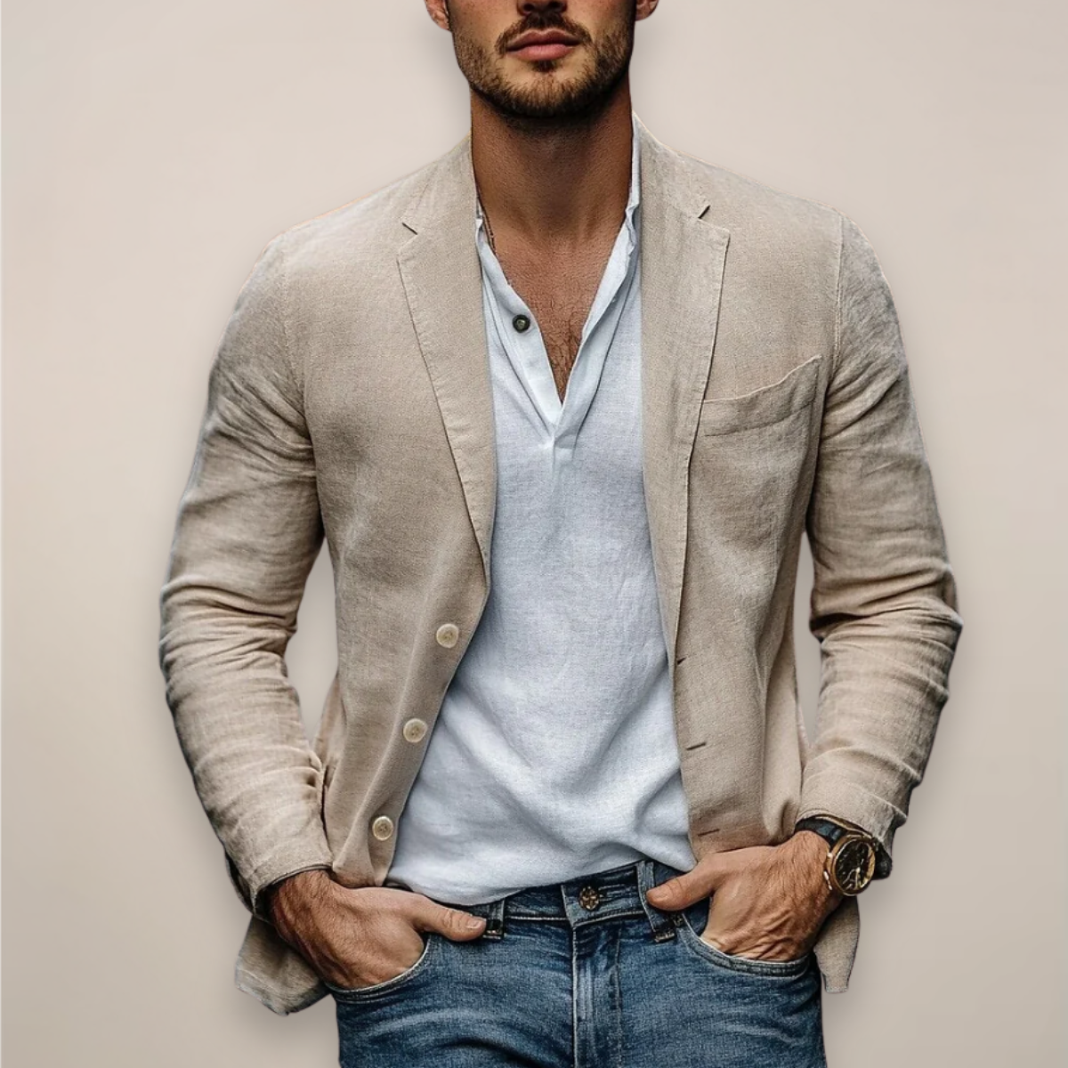 Men's Lightweight Casual Blazer - Modern Fit - Ideal for Smart Casual Events and Everyday Wear