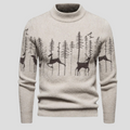 Men's Knit Christmas Sweater - Reindeer Forest Design - Cozy Pullover for Holiday Parties and Festive Events