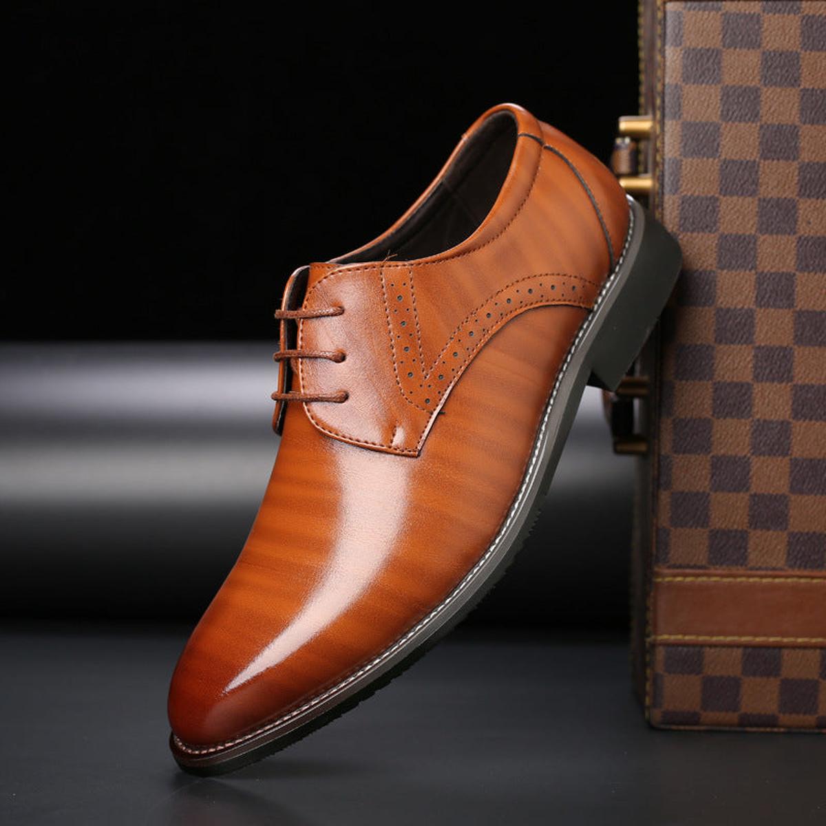 Men's Leather Lace-Up Dress Shoes | Classic Formal Footwear for Office and Events
