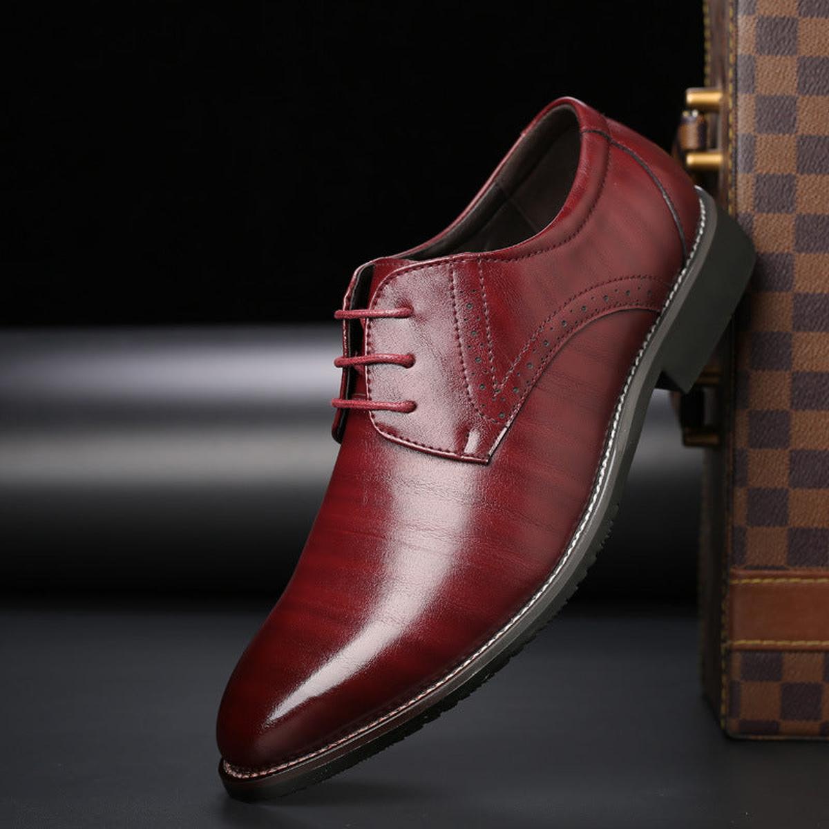 Men's Leather Lace-Up Dress Shoes | Classic Formal Footwear for Office and Events