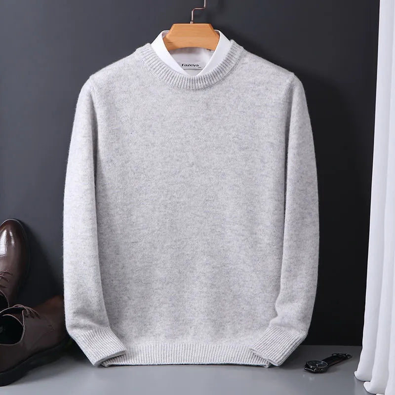 Men's Winter Pullover Sweater - Warm Knit Fabric - Classic Casual Style for Everyday Wear