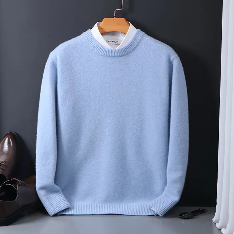 Men's Winter Pullover Sweater - Warm Knit Fabric - Classic Casual Style for Everyday Wear