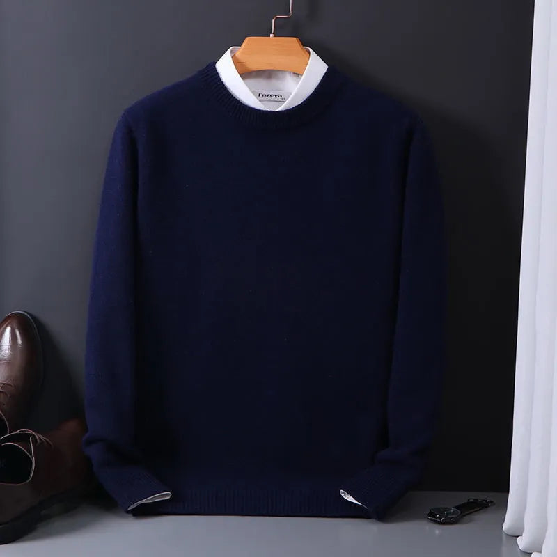 Men's Winter Pullover Sweater - Warm Knit Fabric - Classic Casual Style for Everyday Wear