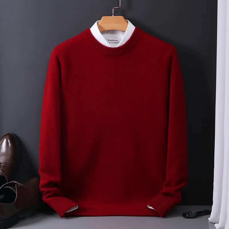 Men's Winter Pullover Sweater - Warm Knit Fabric - Classic Casual Style for Everyday Wear