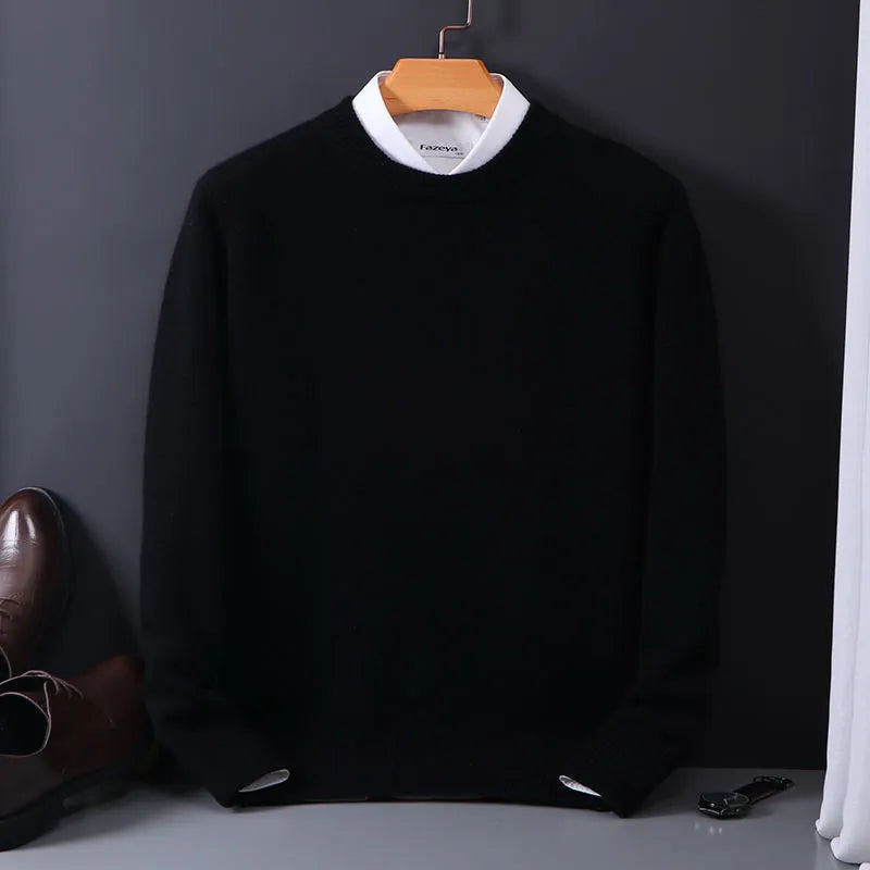 Men's Winter Pullover Sweater - Warm Knit Fabric - Classic Casual Style for Everyday Wear
