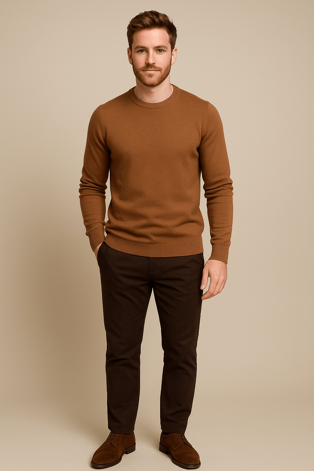 Men's Crew Neck Sweater - Soft Knit Fabric - Regular Fit - Casual Everyday Wear for Comfort