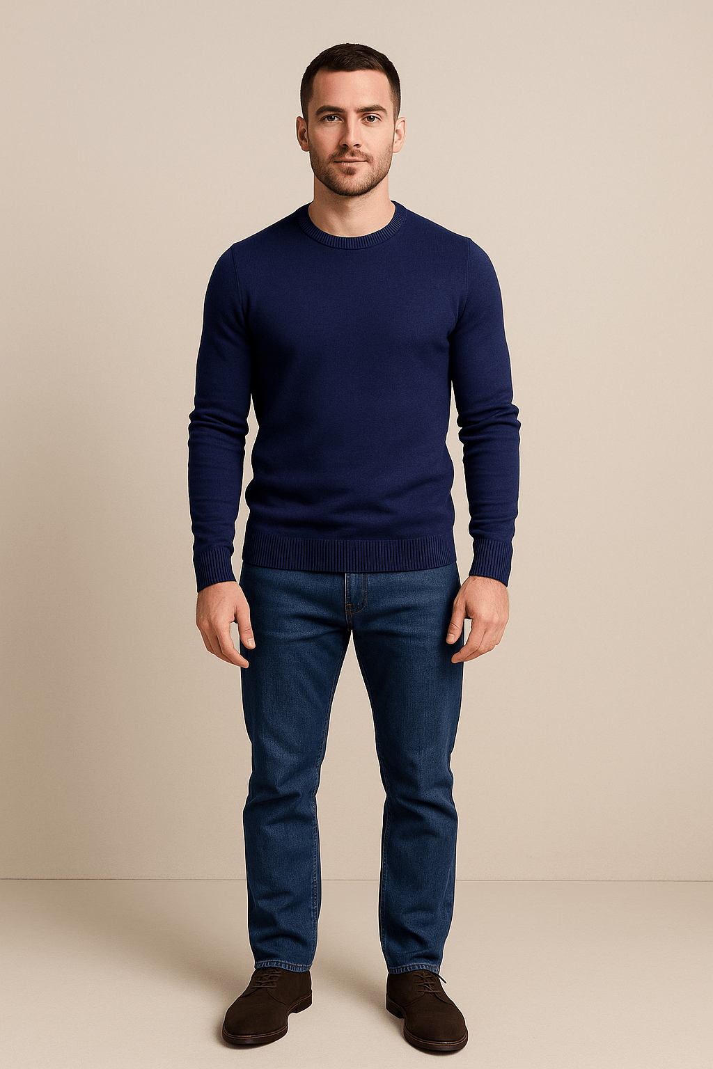 Men's Crew Neck Sweater - Soft Knit Fabric - Regular Fit - Casual Everyday Wear for Comfort