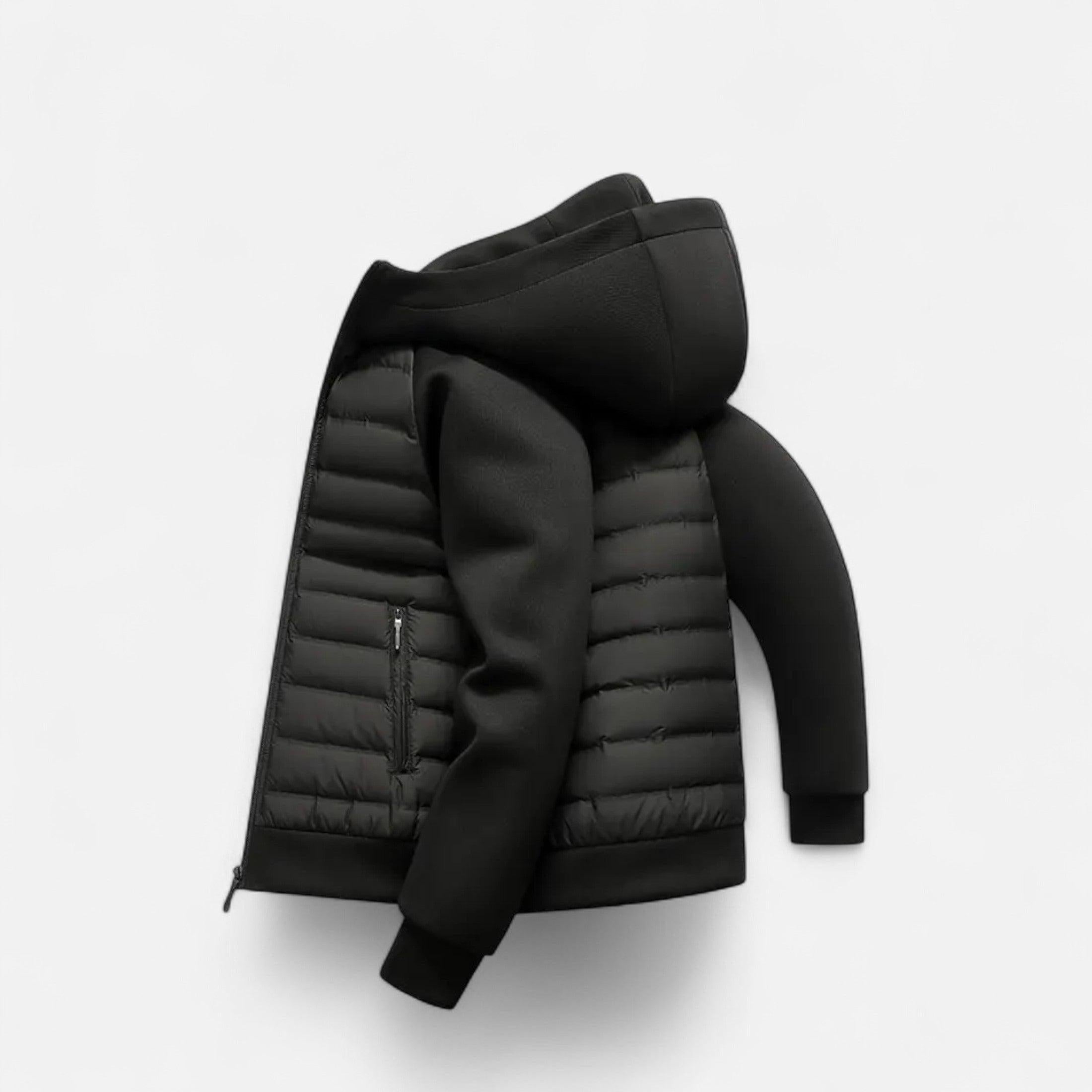 Men's Quilted Down Hooded Jacket for Cold Weather Outdoor Activities