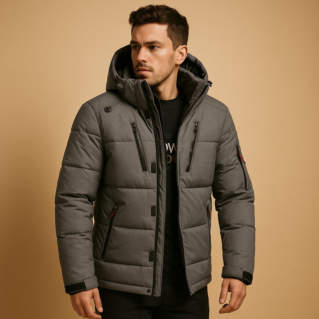 Men's Down Parka Jacket | Warm Windproof Hooded Outerwear | Ideal for Cold Weather Activities | Durable Insulated Design