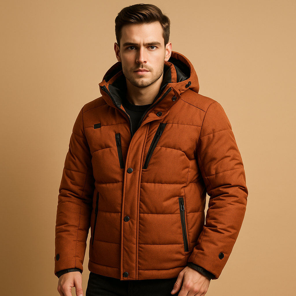 Men's Down Parka Jacket | Warm Windproof Hooded Outerwear | Ideal for Cold Weather Activities | Durable Insulated Design