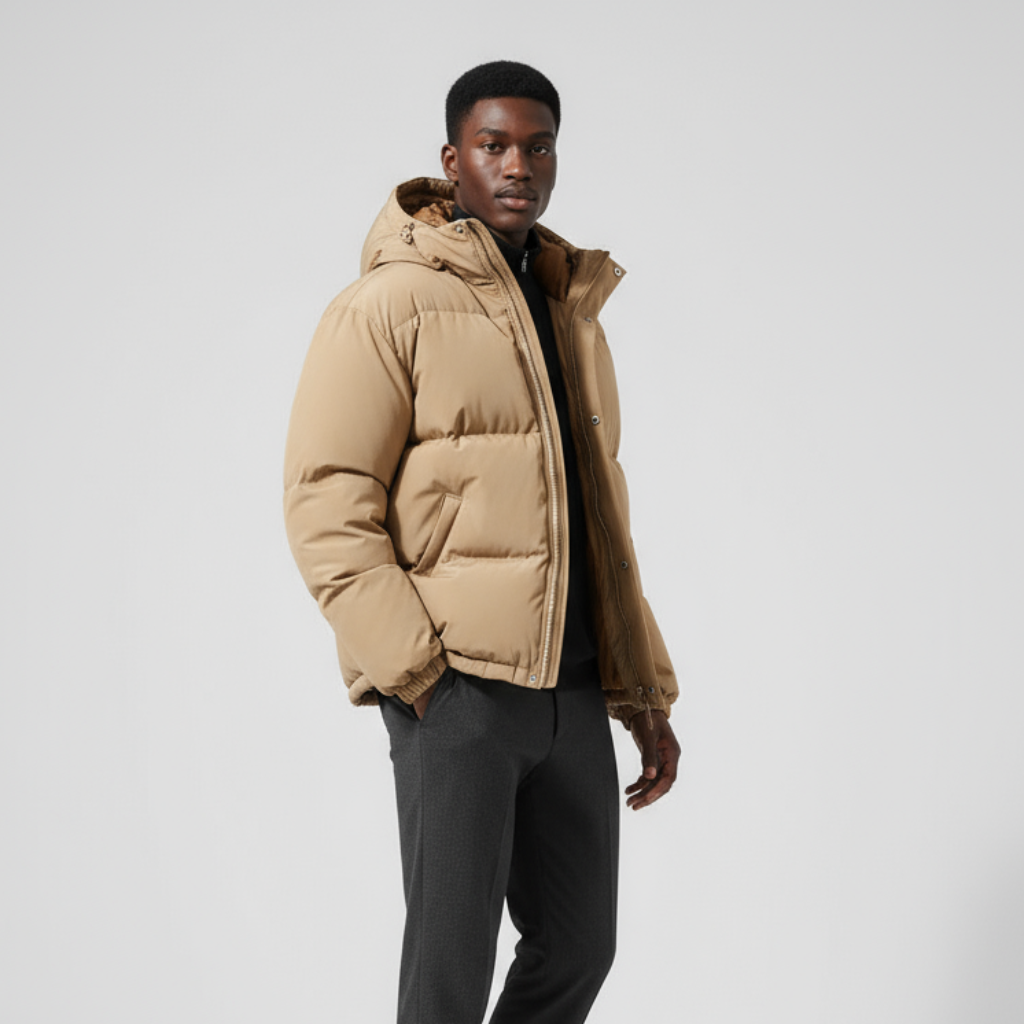 Men's Waterproof Windproof Down Puffer Jacket - Insulated Winter Coat for Outdoor Activities