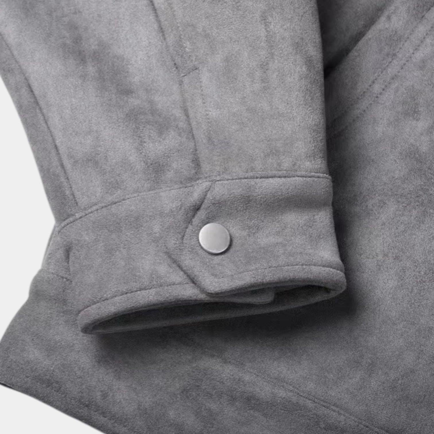 Men's Faux Suede Zip Jacket - Casual Overshirt for Everyday Layering and Versatile Style