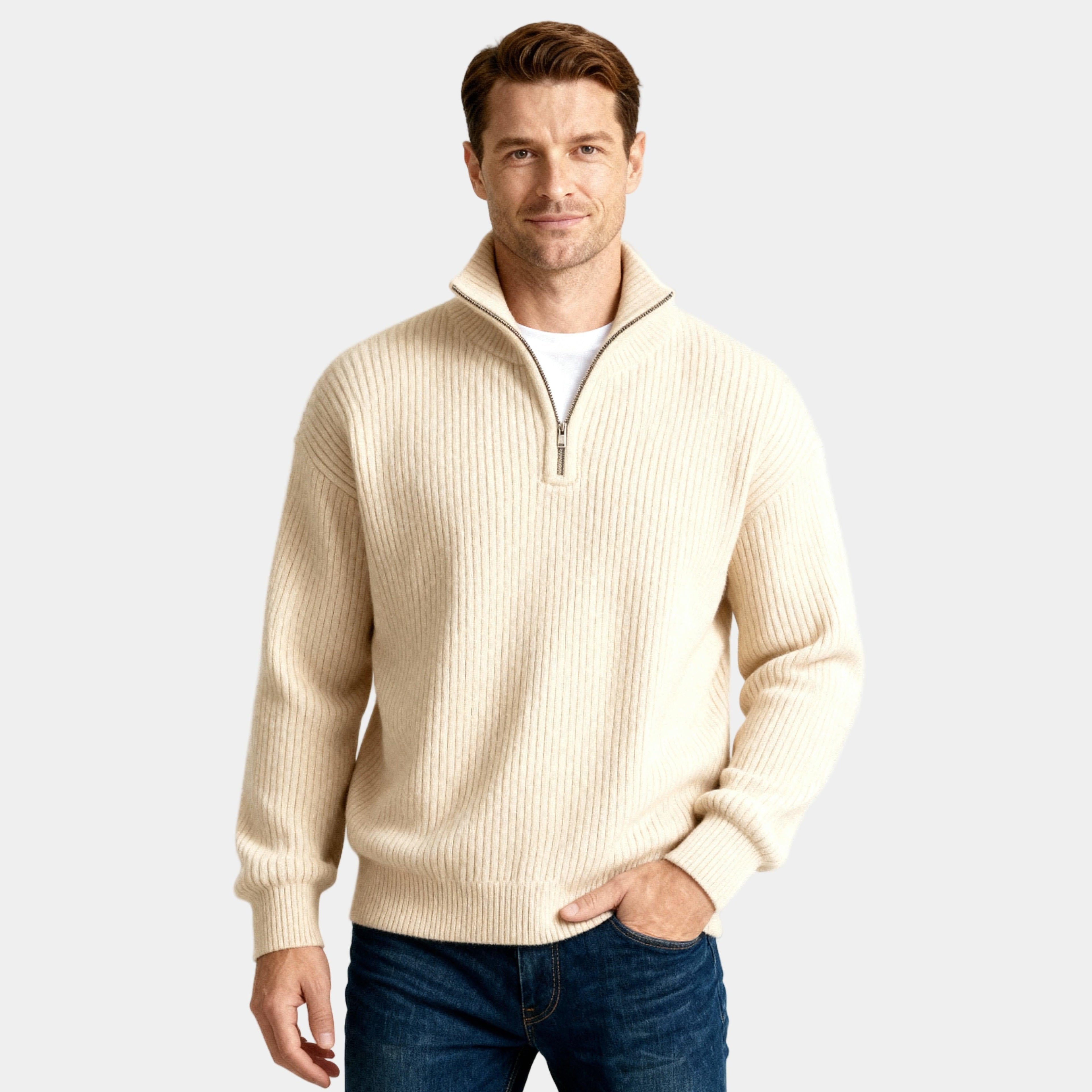 Men's Half-Zip Knitted Sweater in Soft Fabric for Casual Layering and Everyday Use