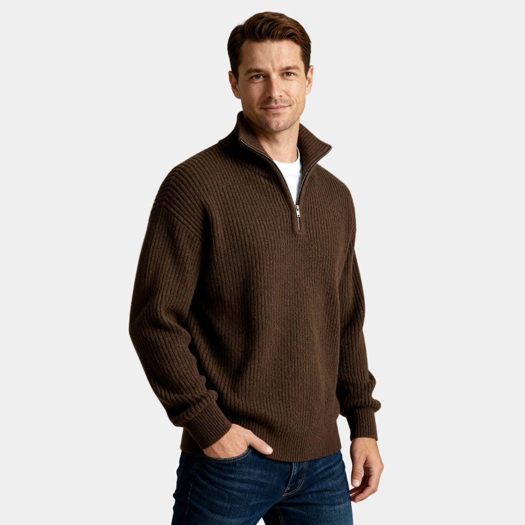 Men's Half-Zip Knitted Sweater in Soft Fabric for Casual Layering and Everyday Use