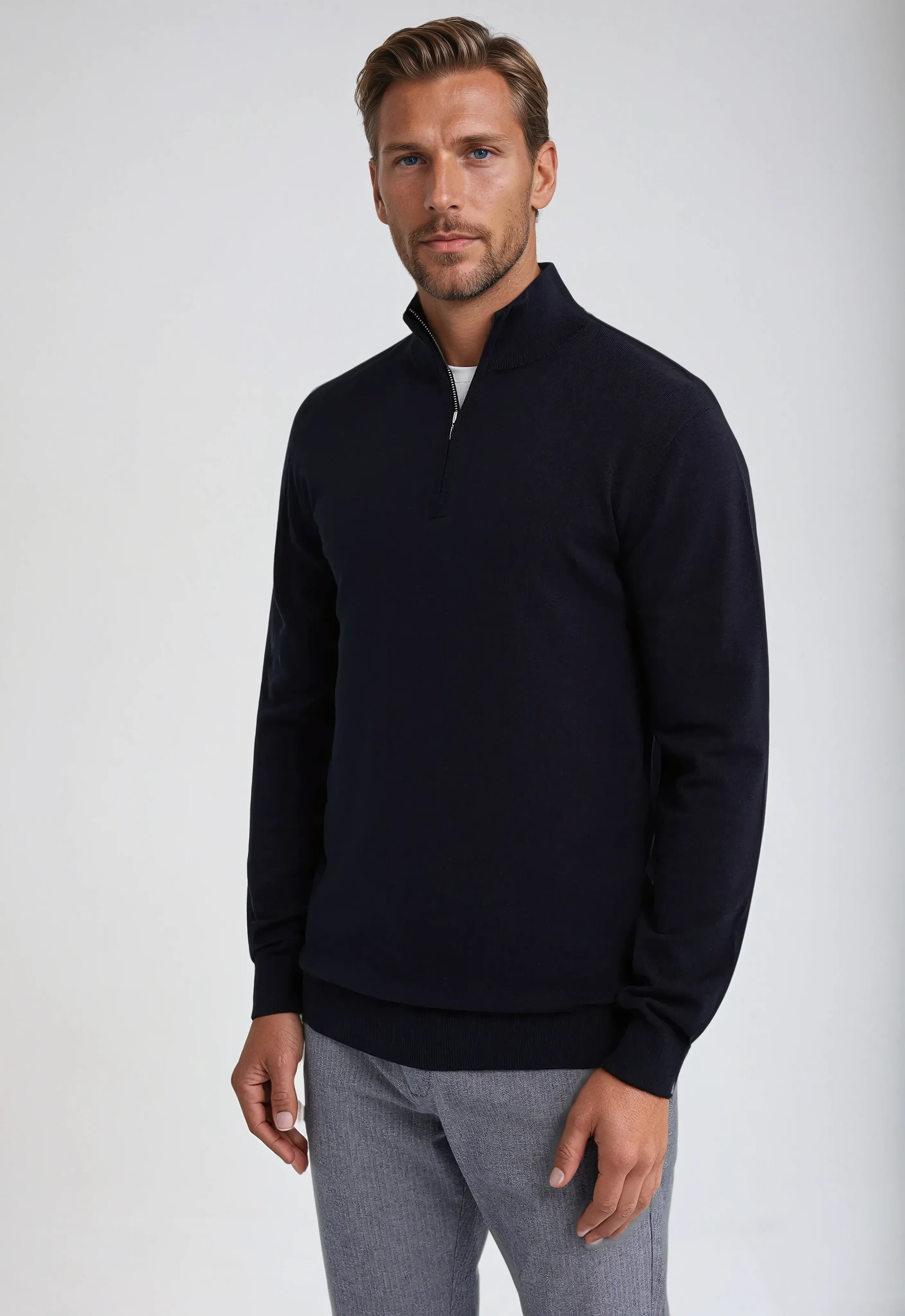 Men's Half Zip Sweatshirt | Comfortable Cotton Blend | Classic Casual Style | Everyday Wear for Men