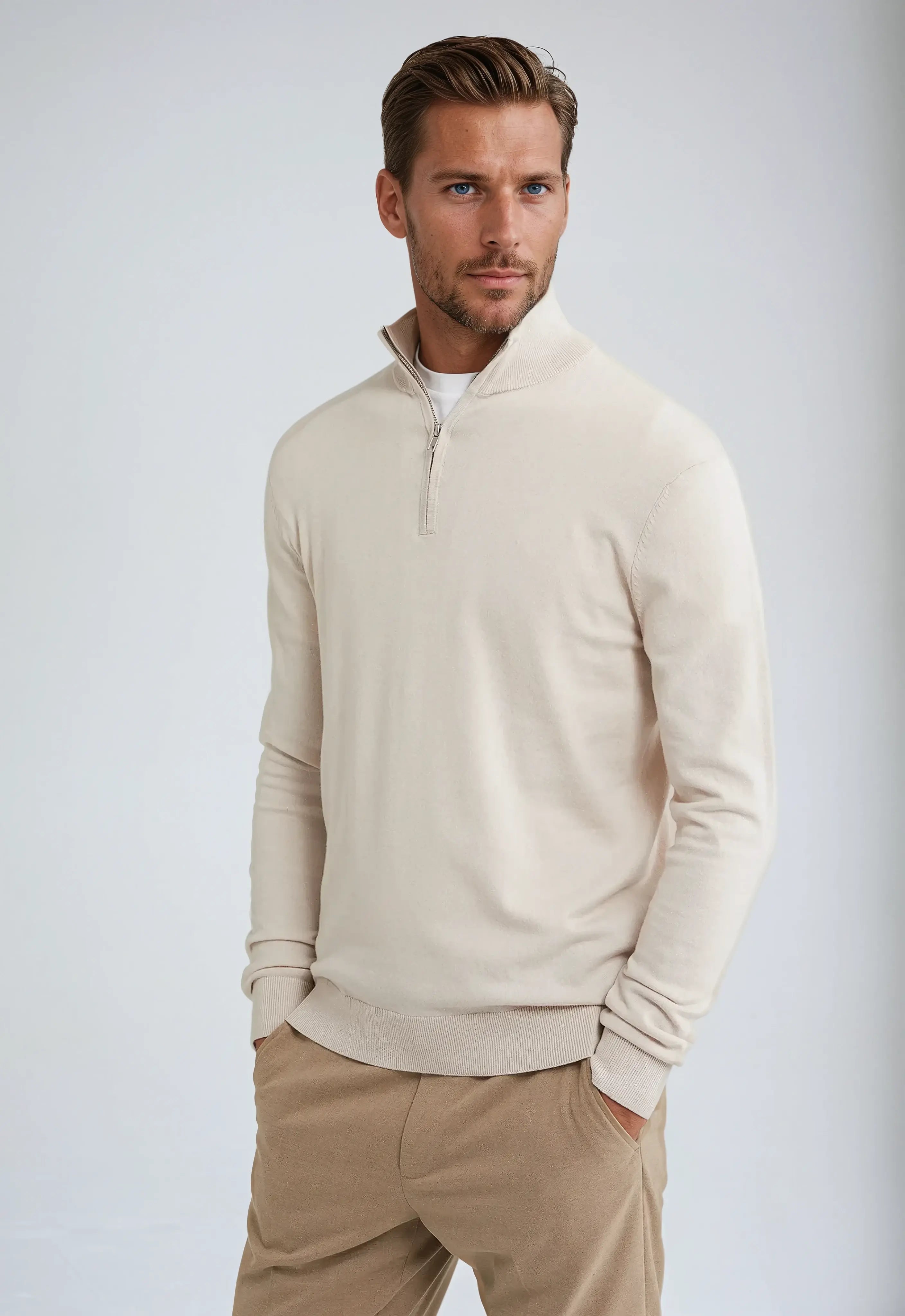 Men's Half Zip Sweatshirt | Comfortable Cotton Blend | Classic Casual Style | Everyday Wear for Men