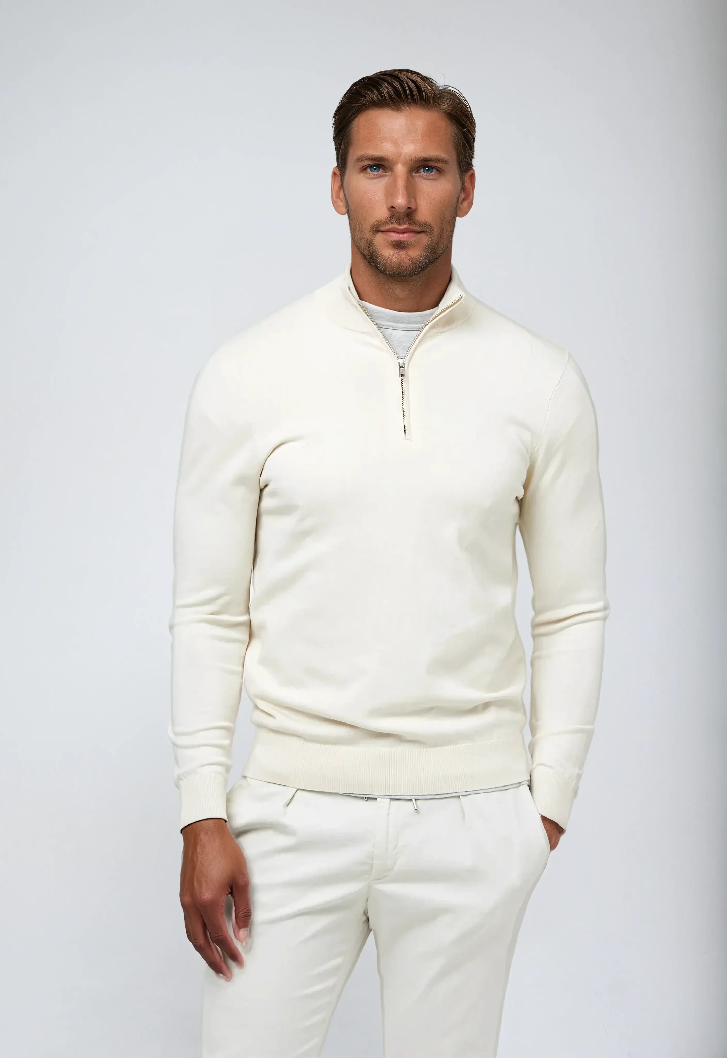 Men's Half Zip Sweatshirt | Comfortable Cotton Blend | Classic Casual Style | Everyday Wear for Men
