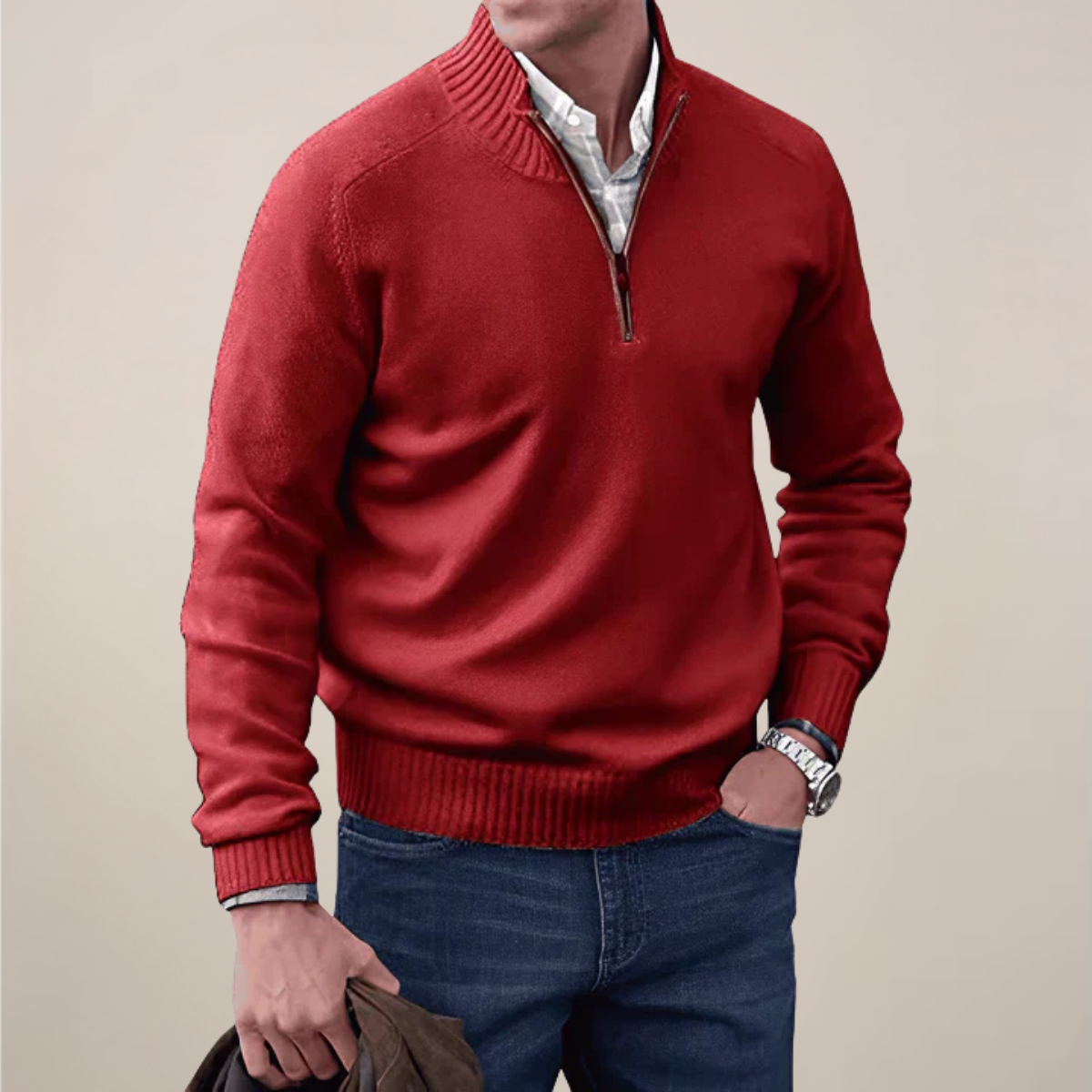 Men's Lightweight Half-Zip Knit Sweater | Casual Spring Style for Everyday Wear | Comfortable Knit Fabric