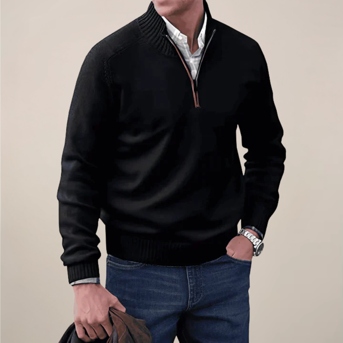 Men's Lightweight Half-Zip Knit Sweater | Casual Spring Style for Everyday Wear | Comfortable Knit Fabric