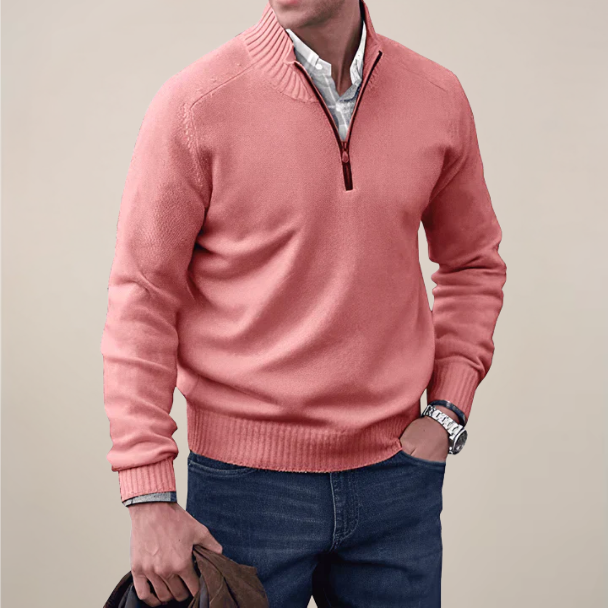 Men's Lightweight Half-Zip Knit Sweater | Casual Spring Style for Everyday Wear | Comfortable Knit Fabric
