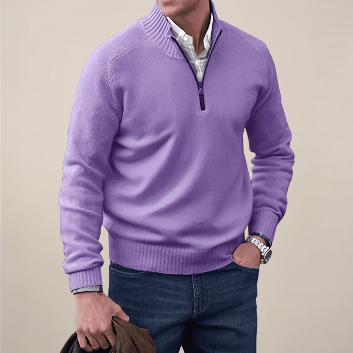 Men's Lightweight Half-Zip Knit Sweater | Casual Spring Style for Everyday Wear | Comfortable Knit Fabric