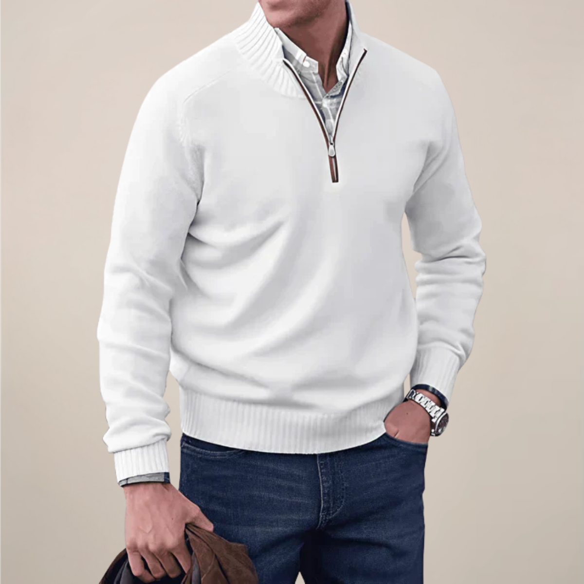 Men's Lightweight Half-Zip Knit Sweater | Casual Spring Style for Everyday Wear | Comfortable Knit Fabric