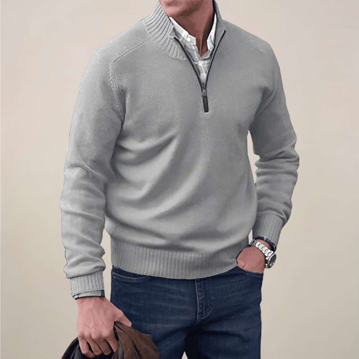 Men's Lightweight Half-Zip Knit Sweater | Casual Spring Style for Everyday Wear | Comfortable Knit Fabric