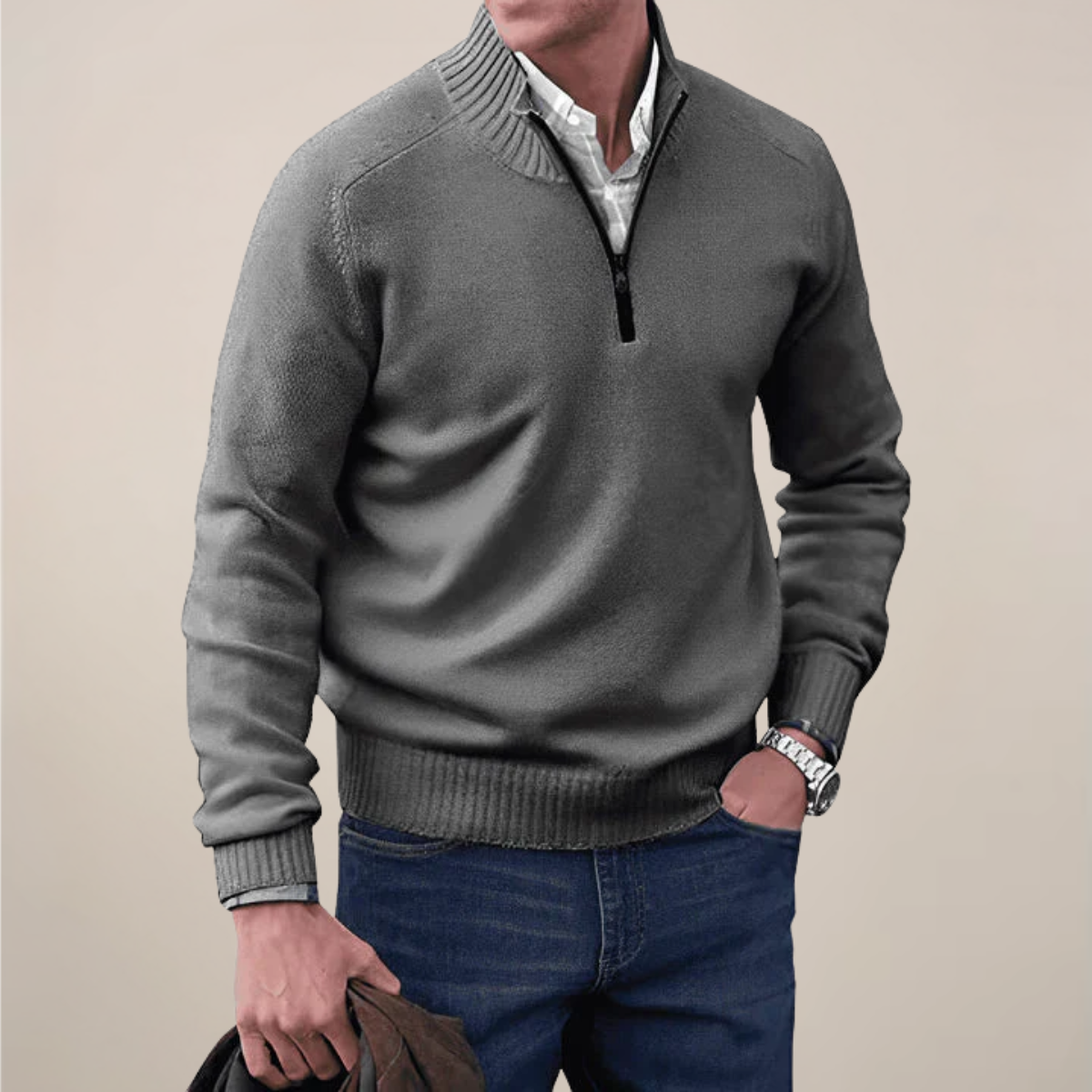 Men's Lightweight Half-Zip Knit Sweater | Casual Spring Style for Everyday Wear | Comfortable Knit Fabric