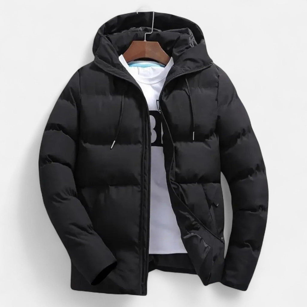 Men's Insulated Hooded Puffer Jacket - Warm Winter Outerwear for Cold Weather Adventures