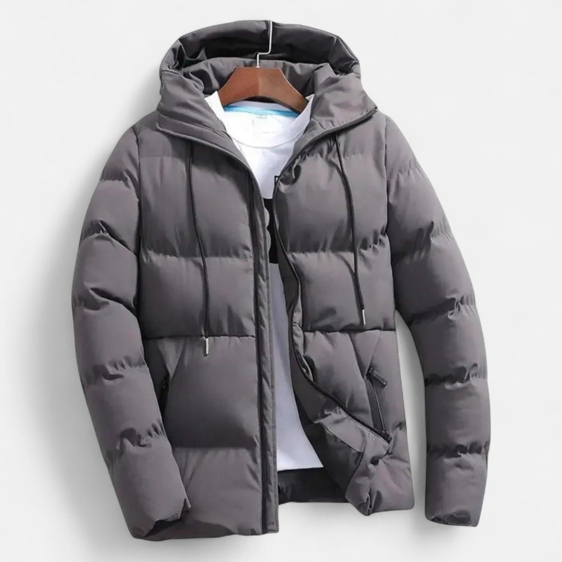 Men's Insulated Hooded Puffer Jacket - Warm Winter Outerwear for Cold Weather Adventures