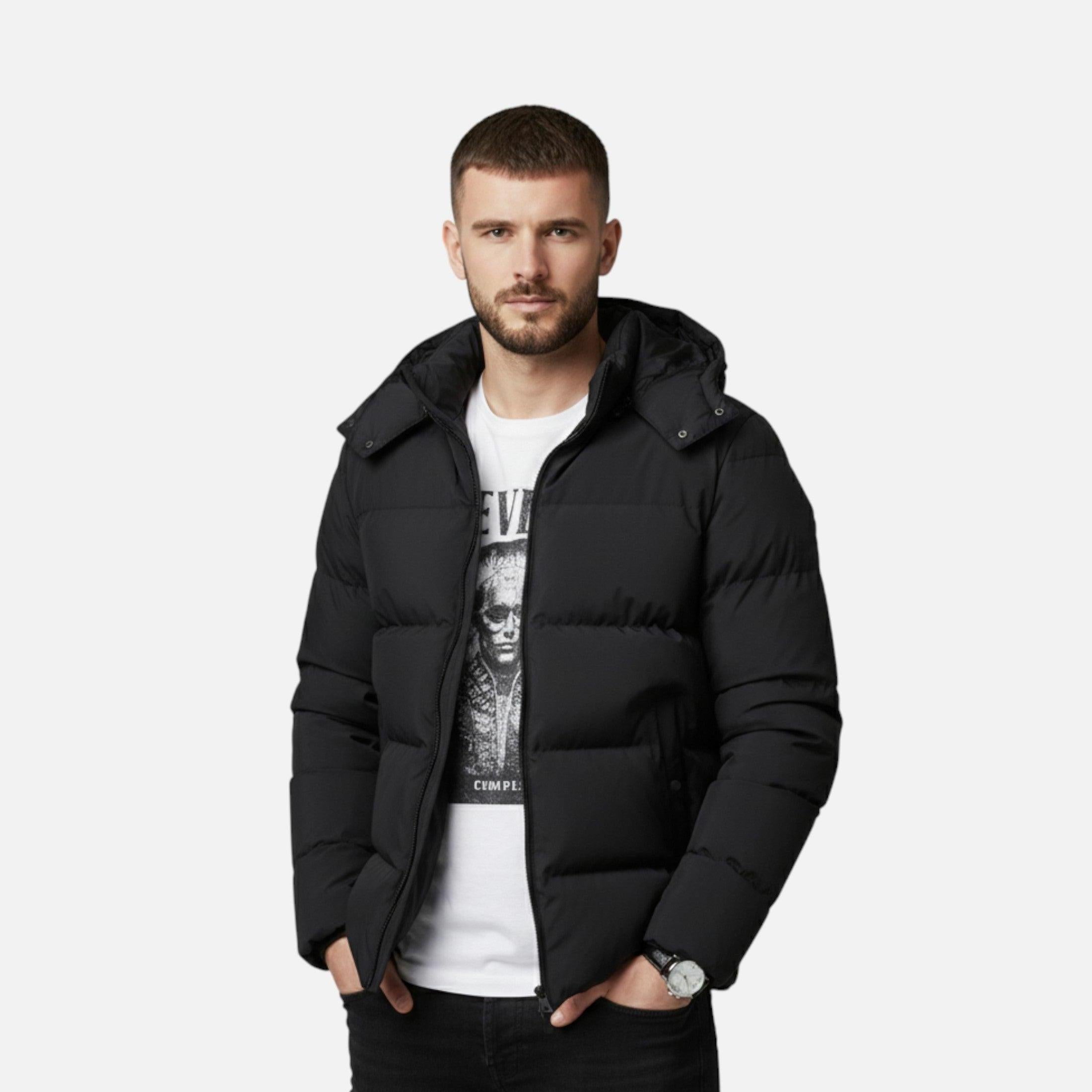 Men's Insulated Hooded Puffer Jacket - Warm Winter Outerwear for Cold Weather Adventures