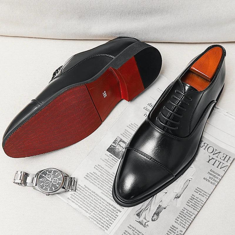 Men's Italian Leather Oxford Shoes - Classic Dress Footwear for Formal Occasions