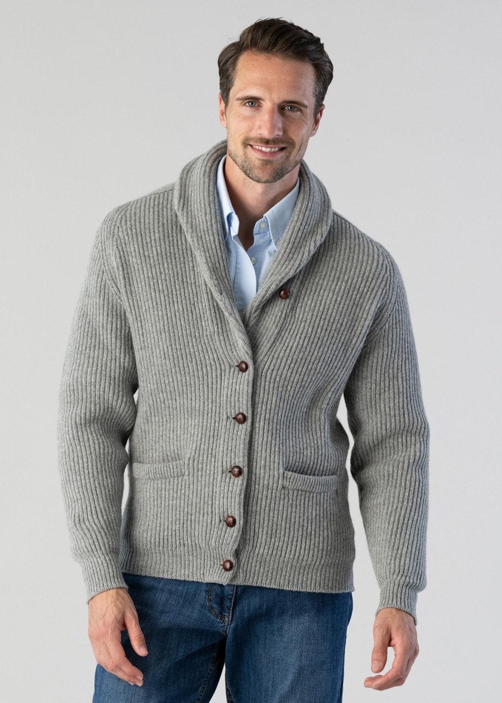 Men's Lambswool Shawl Jacket - Cozy Layer for Casual or Formal Wear