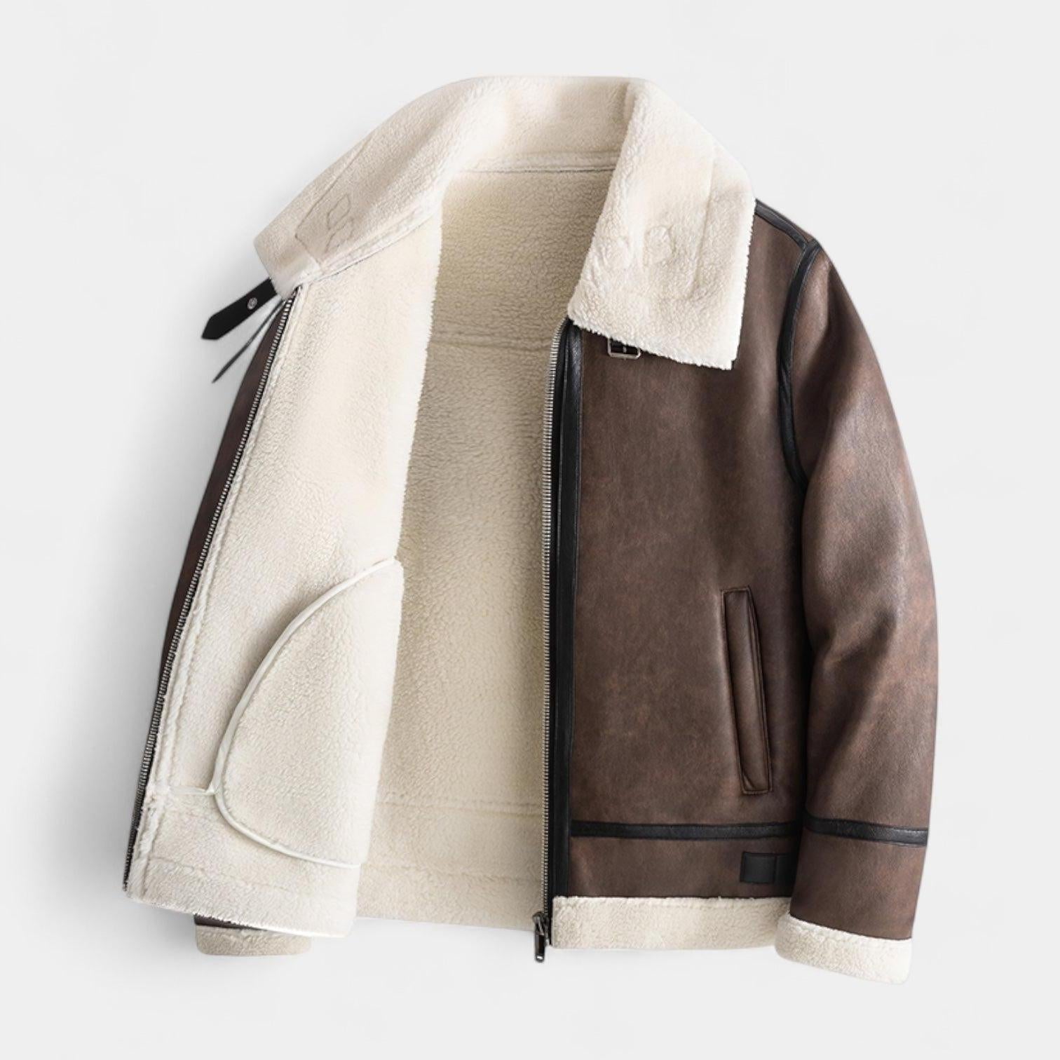 Men's Genuine Leather Aviator Jacket - Classic Design for Casual Wear and Outdoor Activities