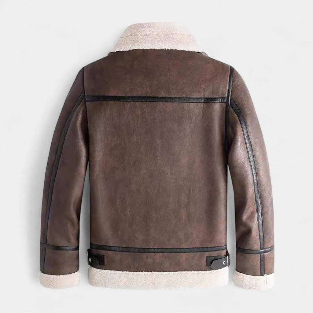 Men's Genuine Leather Aviator Jacket - Classic Design for Casual Wear and Outdoor Activities