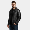 Men's Leather Biker Jacket with Fur Collar | Classic Motorcycle Outerwear for Riding and Casual Wear
