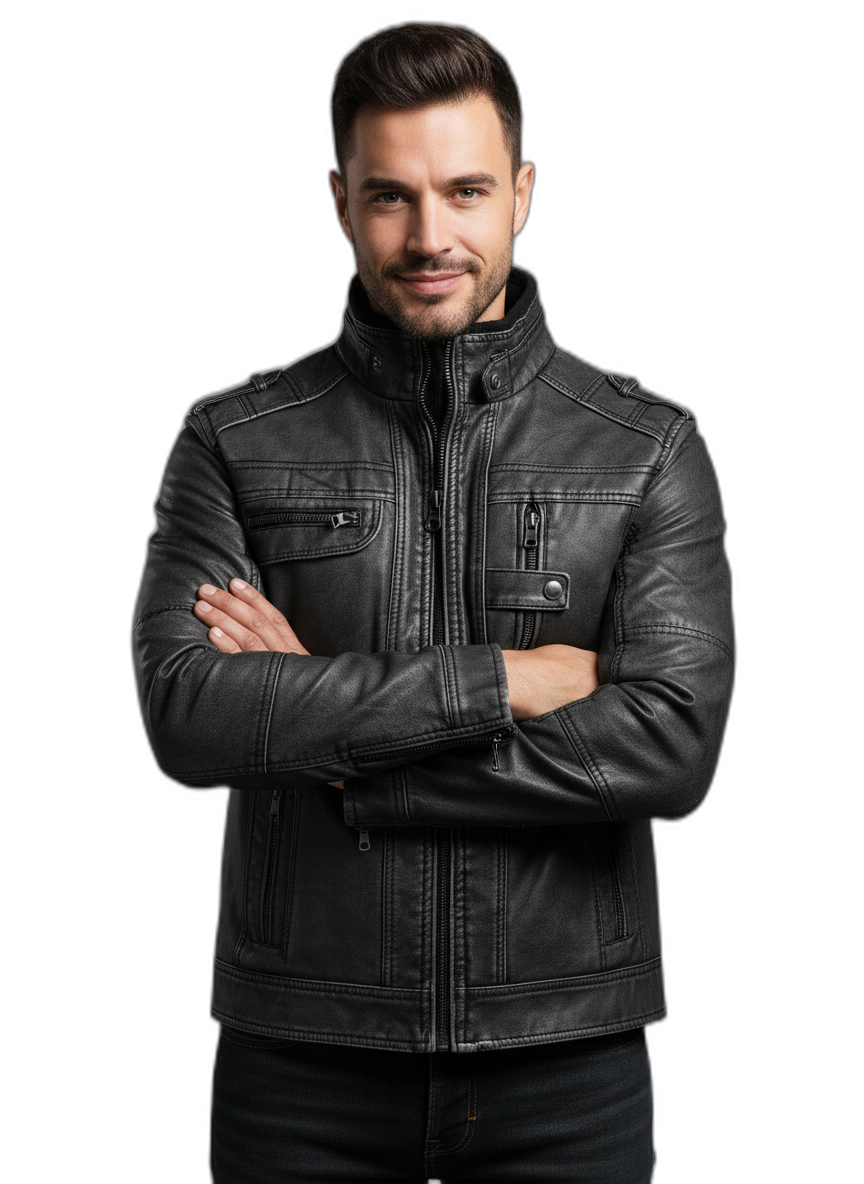 Men's Leather Jacket - Classic Design - Versatile Outerwear for Casual and Formal Occasions
