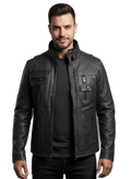 Men's Leather Jacket - Classic Design - Versatile Outerwear for Casual and Formal Occasions