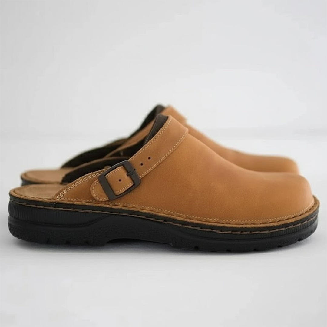Men's Leather Slip-On Clogs | Orthopaedic Design | Comfortable Everyday Footwear for Casual Use