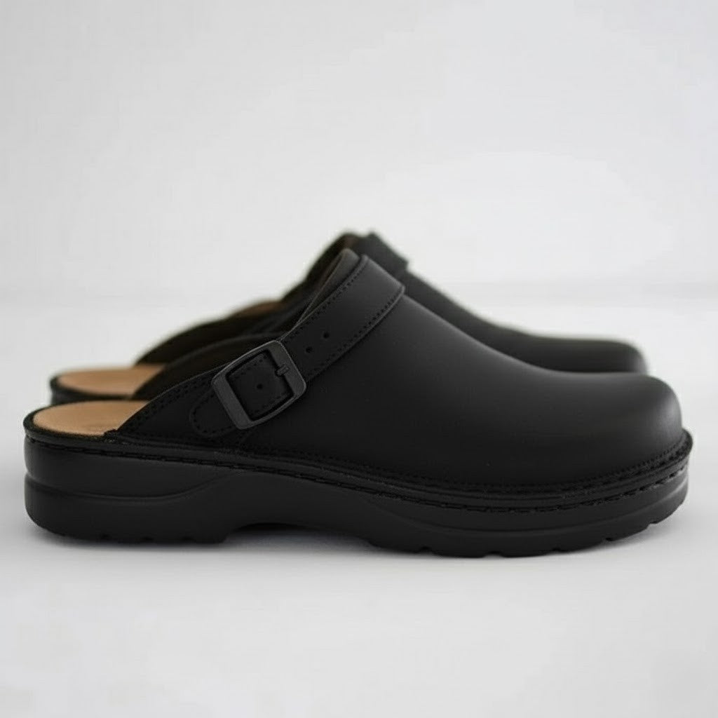 Men's Leather Slip-On Clogs | Orthopaedic Design | Comfortable Everyday Footwear for Casual Use