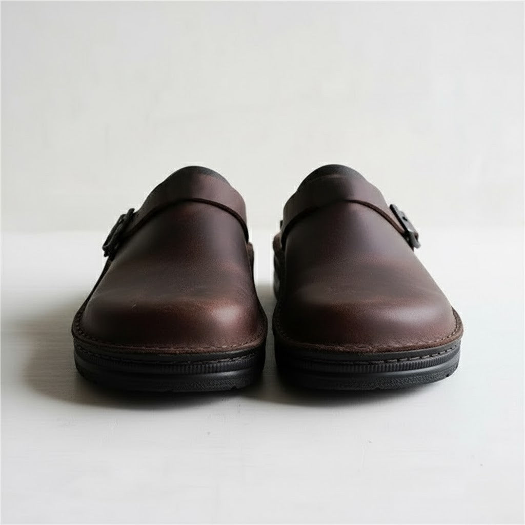 Men's Leather Slip-On Clogs | Orthopaedic Design | Comfortable Everyday Footwear for Casual Use