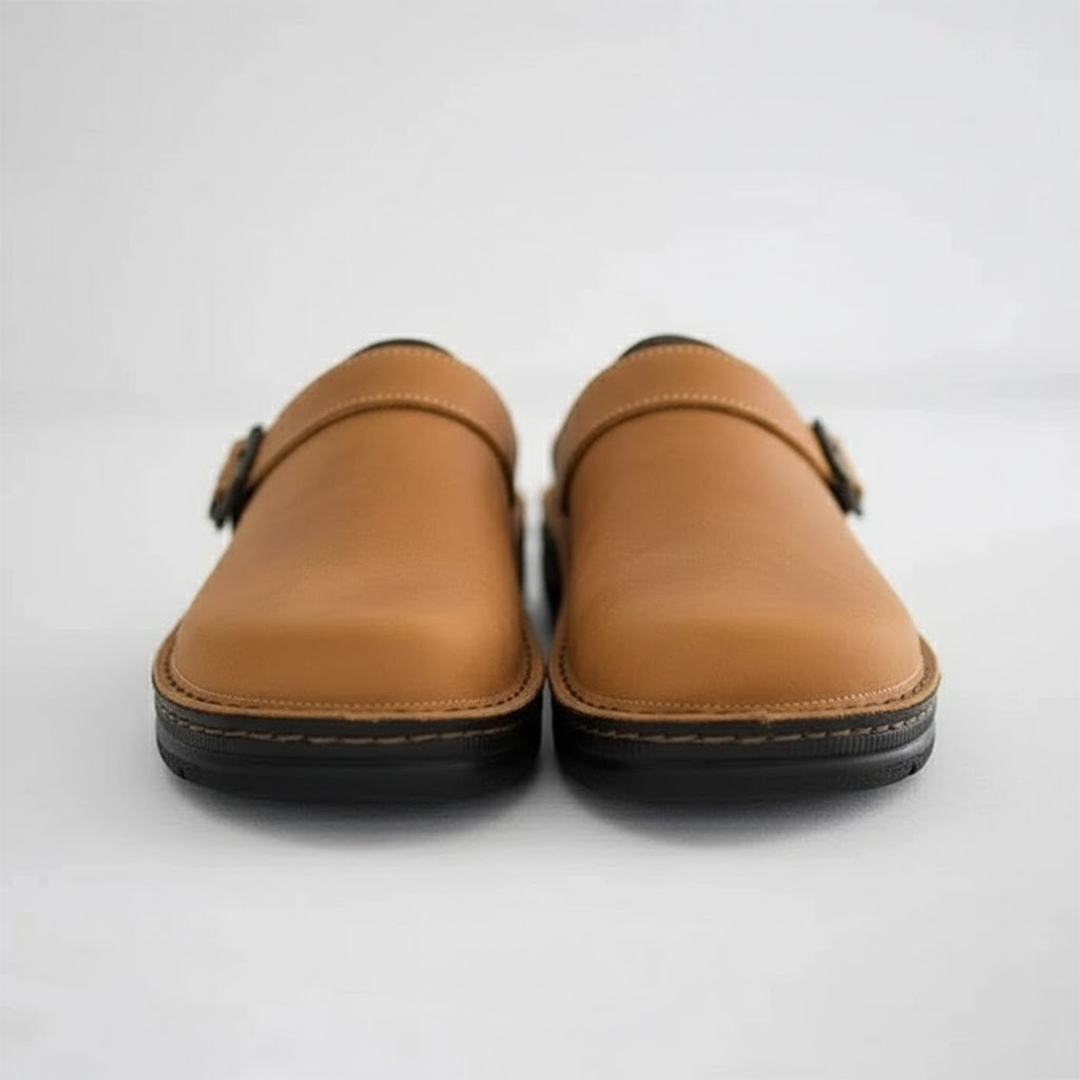 Men's Leather Slip-On Clogs | Orthopaedic Design | Comfortable Everyday Footwear for Casual Use