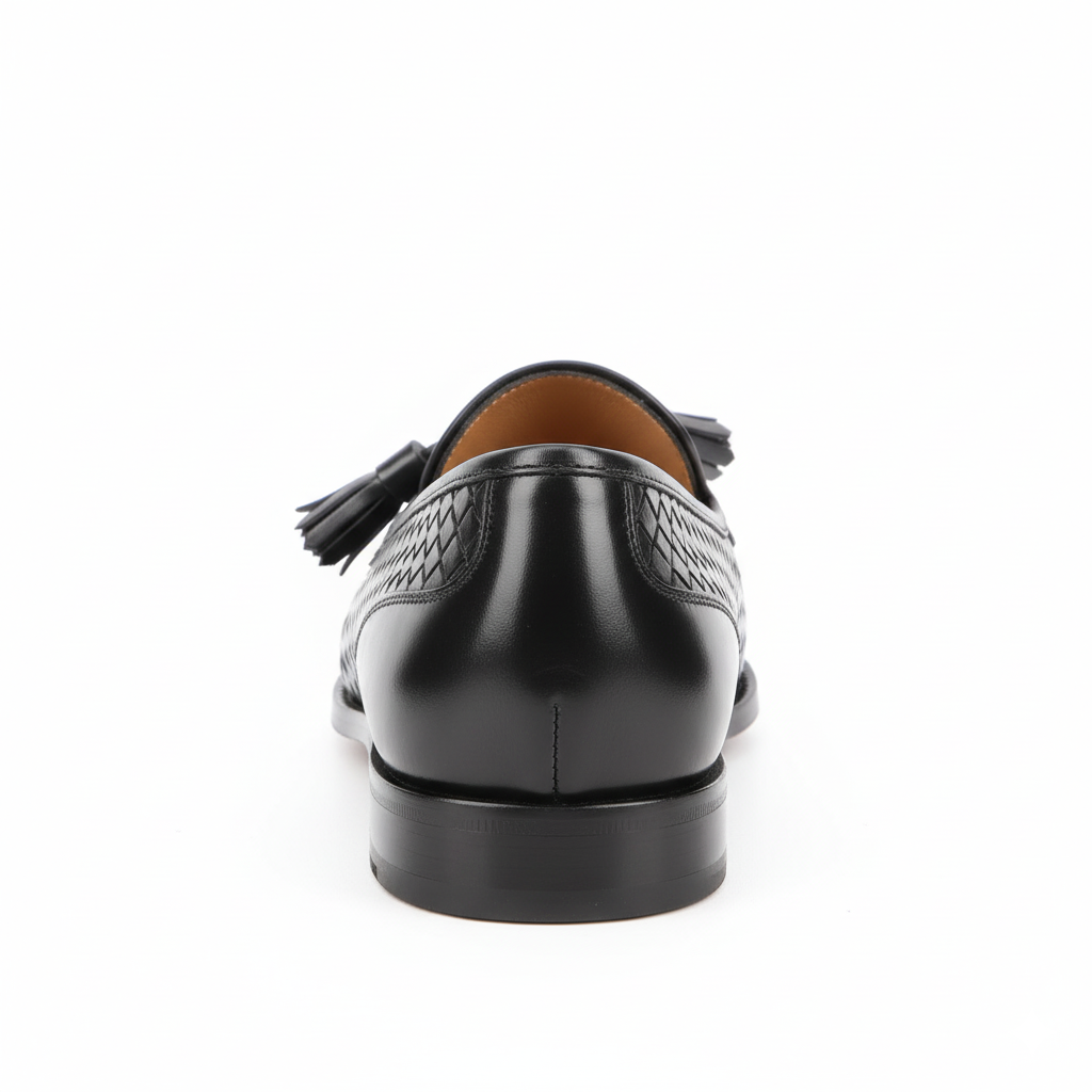 Men's Black Leather Tassel Loafers - Formal and Casual Dress Shoes for Versatile Wear