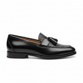 Men's Black Leather Tassel Loafers - Formal and Casual Dress Shoes for Versatile Wear
