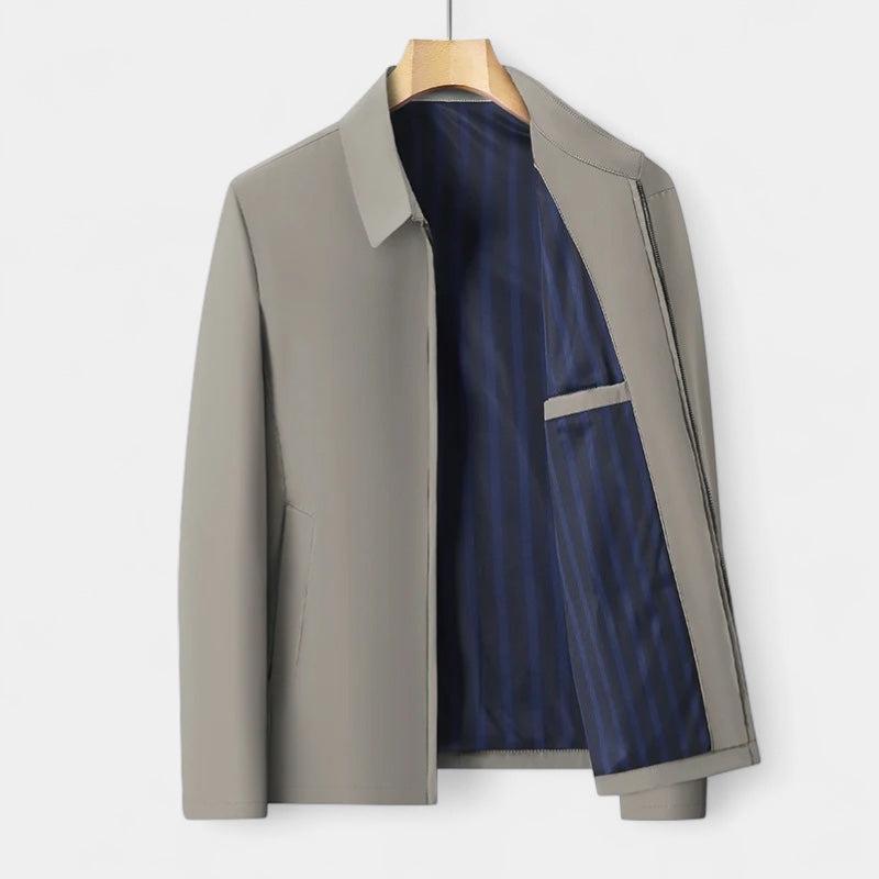 Men's Cotton Blend Bomber Polo Jacket - Lightweight Casual Business Style for Office and Social Events