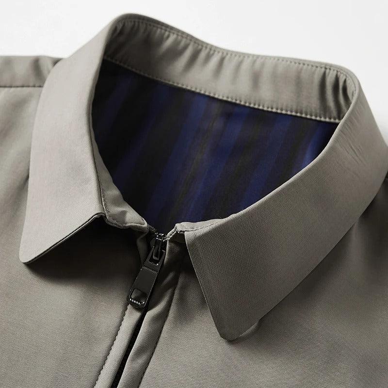 Men's Cotton Blend Bomber Polo Jacket - Lightweight Casual Business Style for Office and Social Events