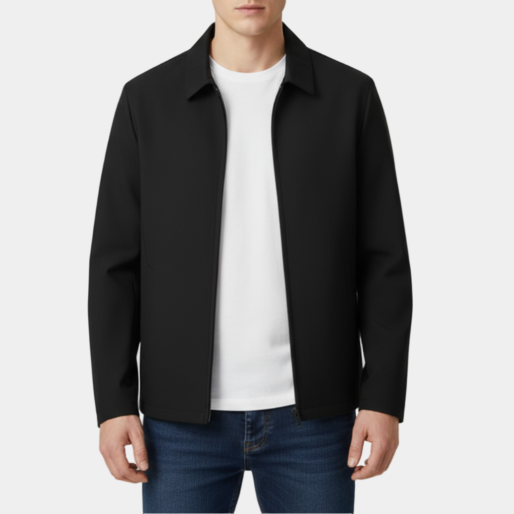 Men's Cotton Blend Bomber Polo Jacket - Lightweight Casual Business Style for Office and Social Events