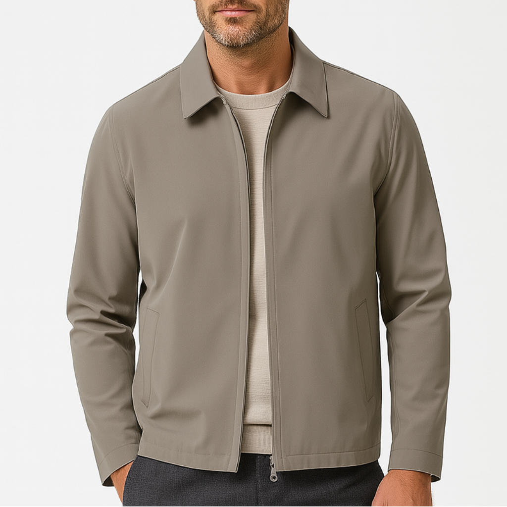 Men's Cotton Blend Bomber Polo Jacket - Lightweight Casual Business Style for Office and Social Events