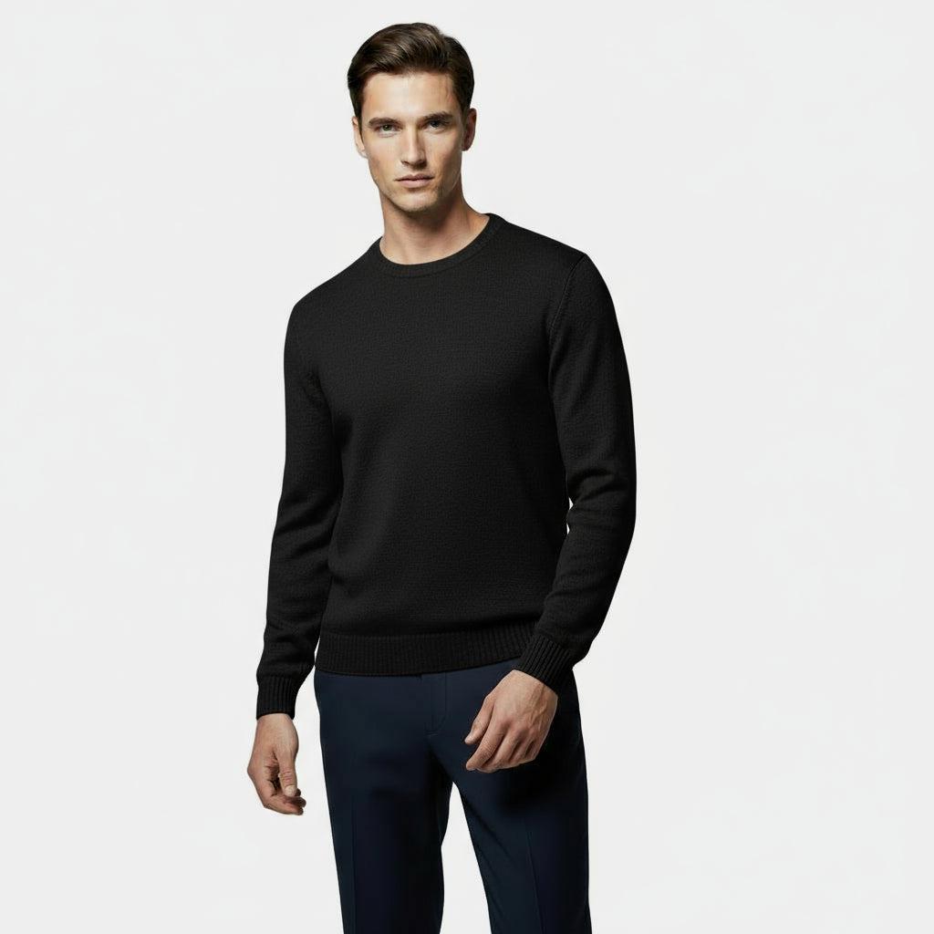 Lightweight Cotton Crew-Neck Sweater for Men - Fine-Knit Casual Jumper for Everyday Wear in Multiple Sizes