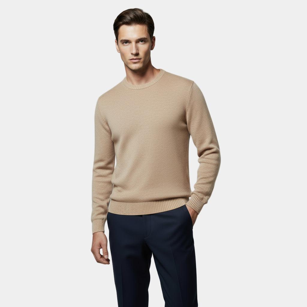 Lightweight Cotton Crew-Neck Sweater for Men - Fine-Knit Casual Jumper for Everyday Wear in Multiple Sizes